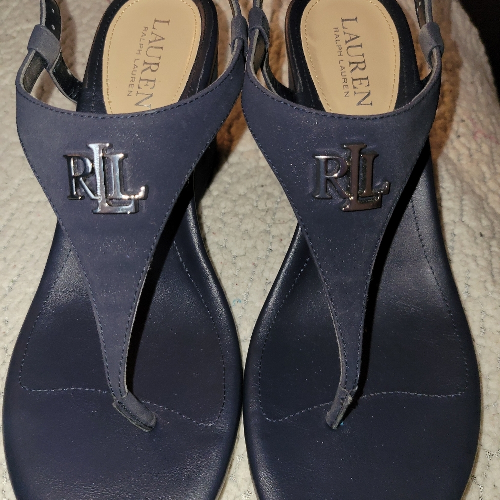Lauren by Ralph Lauren size 8 navy blue wedge sandals